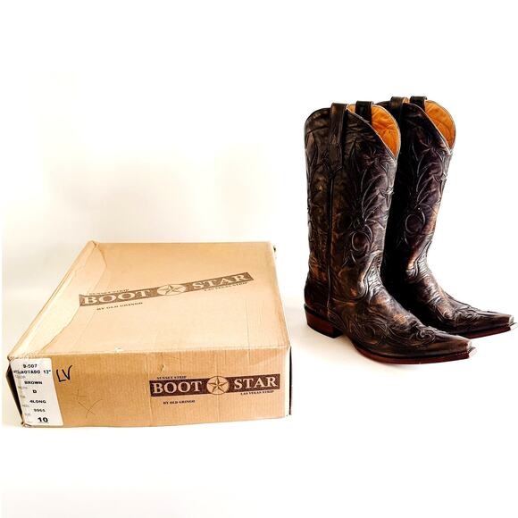 VTG Old Gringo Boot Star Leather Cowboy Boots Mens 10D Snip Toe Western Festival main image 7